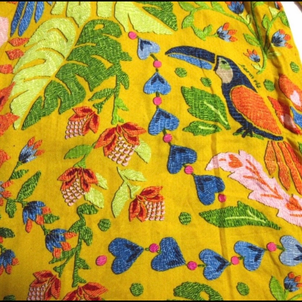 NWOT FARM Rio Summer Garden Maxi Yellow Plunging V-neck Long Sleeves dress Sz L - Picture 9 of 16